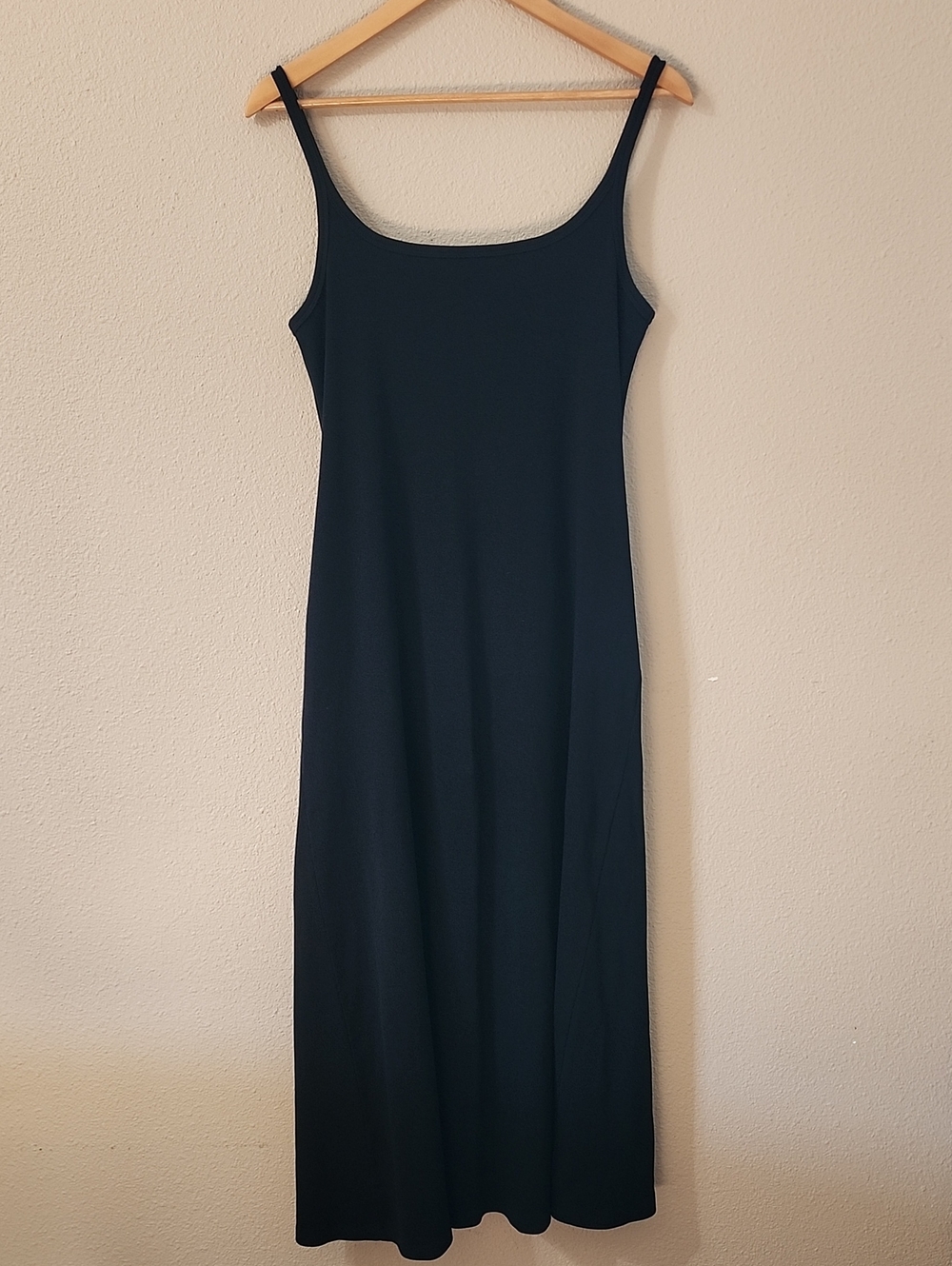 Old Navy Micro Ribbed Black Maxi Slip Dress with Thin Straps